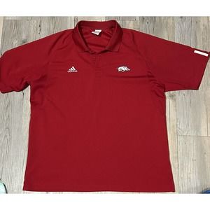 Adidas ClimaCool Arkansas Razorbacks Red‎ Golf Polo Shirt Coaches - Mens L